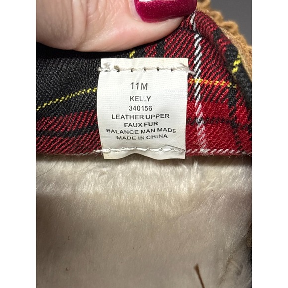 Old Friend Footwear "Kelly" Suede Leather Moccasin Slippers 11 M Faux Fur Lined - Picture 6 of 11